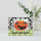 Bewaar de datumkaarten voor Halloween Wedding Aankondigingskaart (Staand voorkant)