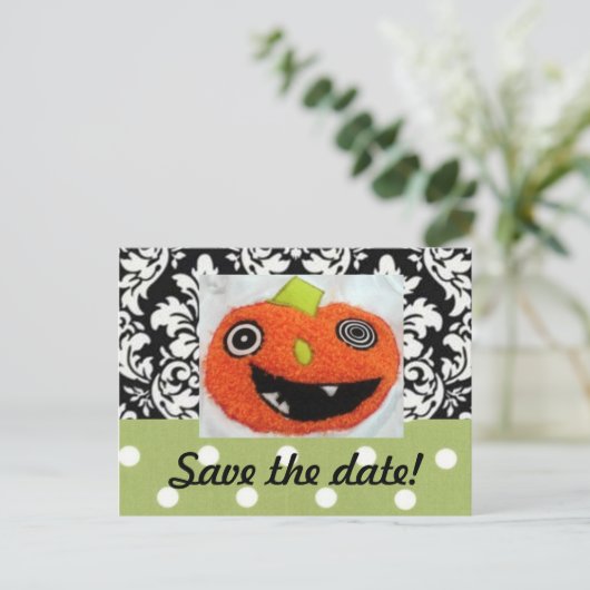 Bewaar de datumkaarten voor Halloween Wedding Aankondigingskaart (Staand voorkant)