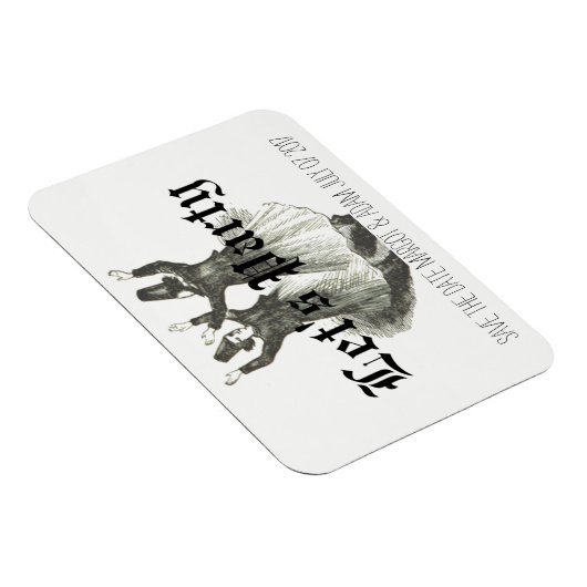 Bewaar de datummagneet, Offbeat bruiloft, Quirky Magneet (Rechterzijde)