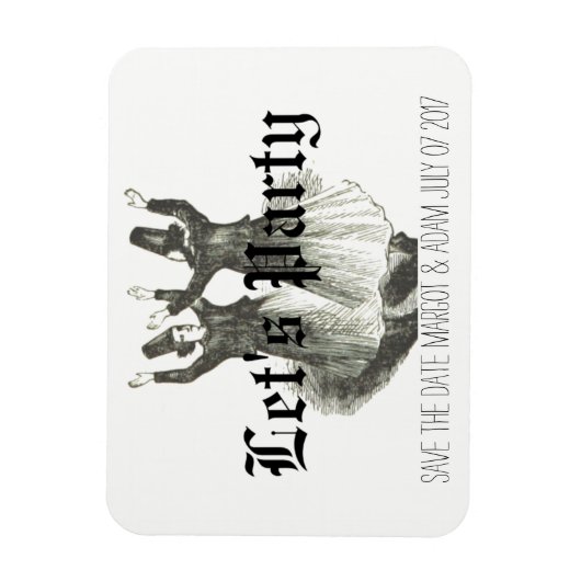 Bewaar de datummagneet, Offbeat bruiloft, Quirky Magneet (Verticaal)