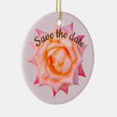 Bewaar de datumRoze Roos Blossom Keramisch Ornament (Rechts)