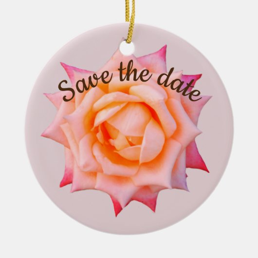 Bewaar de datumRoze Roos Blossom Keramisch Ornament (Voorkant)