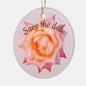 Bewaar de datumRoze Roos Blossom Keramisch Ornament (Links)