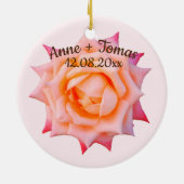 Bewaar de datumRoze Roos Blossom Keramisch Ornament (Achterkant)