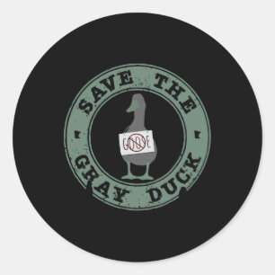 Bewaar de Grey Duck Funny Animals Christmas Boerde Ronde Sticker