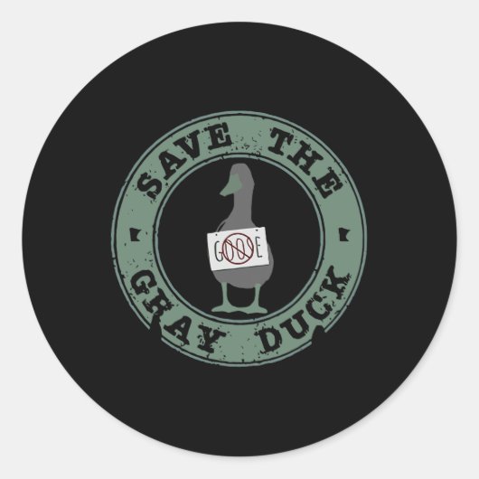 Bewaar de Grey Duck Funny Animals Christmas Boerde Ronde Sticker (Voorkant)