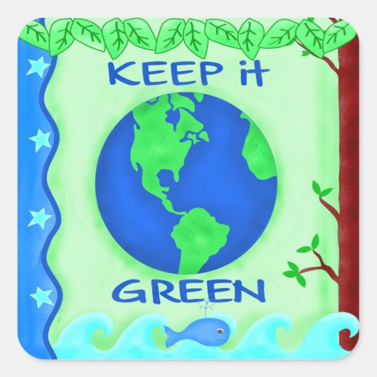 Bewaar de groene ruimte Kunst Vierkante Sticker (Voorkant)