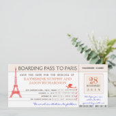 Bewaar de instapkaart voor Parijs Frankrijk Save The Date (Staand voorkant)