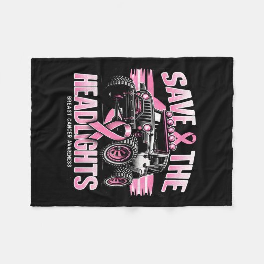 Bewaar de koplampen Borstkanker Bewustzijn 1 Fleece Deken (Voorkant (Horizontaal))