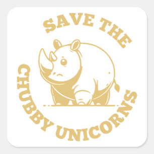 Bewaar de mollige eenhoorns - Grappige Rhinoceros Vierkante Sticker