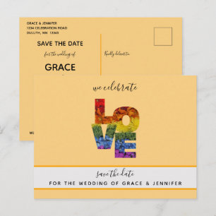 Bewaar de Oranje Vergelijkbare bruiloft Opslaan de Briefkaart
