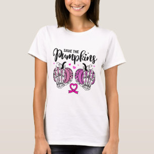 Bewaar de pompoenen met skelet handen borst kan t-shirt