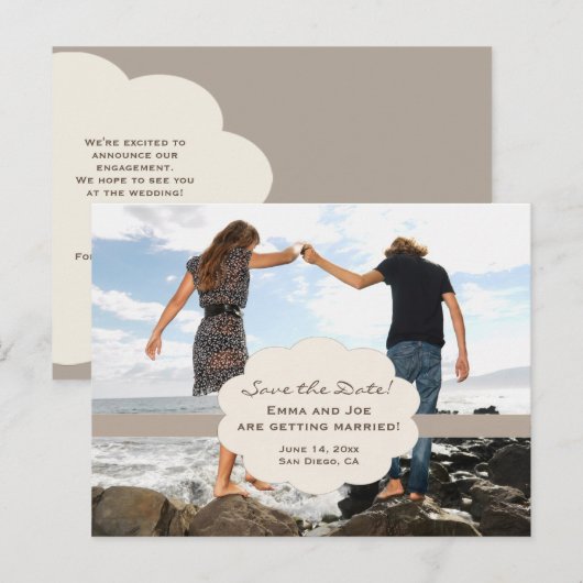 Bewaar de strandstijl van Date! Aankondigingskaart (Voorkant / Achterkant)