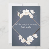 BEWAAR DE TROUWDAATUM - blauw met witte bloesem Save The Date (Achterkant)