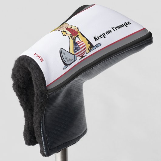 Bewaar de Trumpin. Golfheadcover (3/4 voorkant)