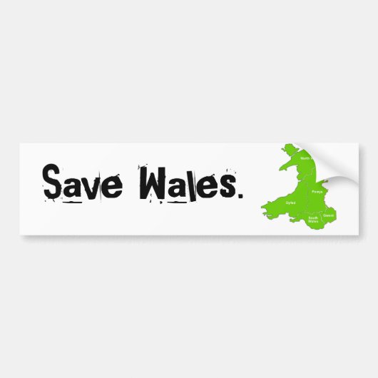Bewaar de Wales. Bumpersticker (Voorkant)