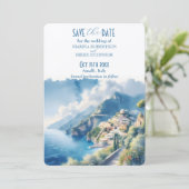 Bewaar deze datum Amalfi Aquarel Italië Bestemming Kaart (Staand voorkant)