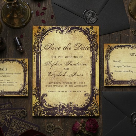 Bewaar deze datum Antieke Victoriaanse lijst Aankondigingskaart