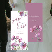 Bewaar deze datum Aquarel Paarse Bloemen Save The Date