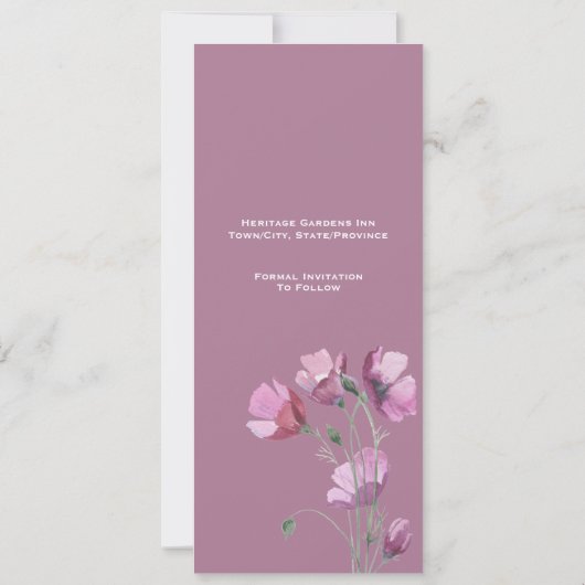 Bewaar deze datum Aquarel Paarse Bloemen Save The Date (Achterkant)