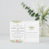 Bewaar deze datum Aquarel Succulent Foto Collage Briefkaart (Staand voorkant)