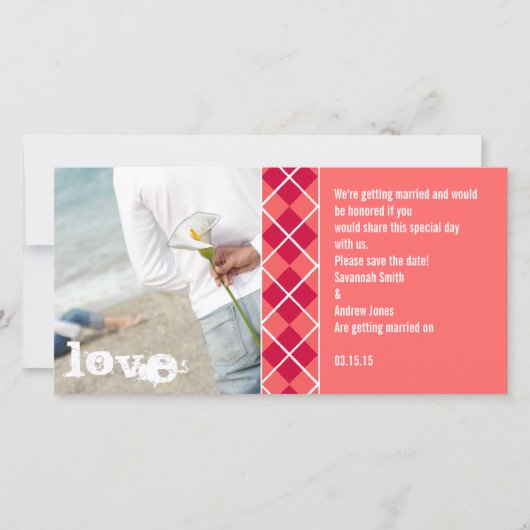 Bewaar deze datum Argyle Uitnodiging (Voorkant)