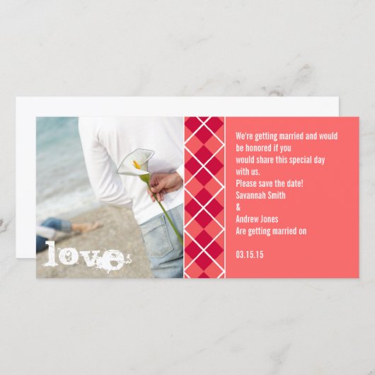 Bewaar deze datum Argyle Uitnodiging (Voorkant / Achterkant)