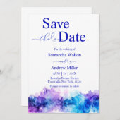 Bewaar deze datum Blauw en Paars Kaart (Voorkant / Achterkant)