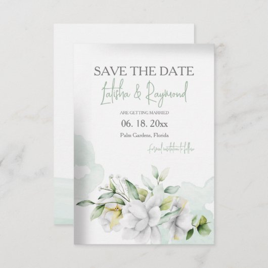 Bewaar deze datum bloemige aankondiging (Voorkant / Achterkant)