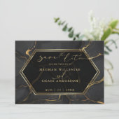 BEWAAR DEZE DATUM | Elegant zwart en goud marmer (Staand voorkant)