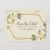 Bewaar deze datum Elegante Botanische Bruiloften B Aankondigingskaart (Voorkant / Achterkant)