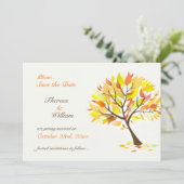 Bewaar deze datum Herfst Thema Boom Plat Kaart (Staand voorkant)