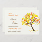 Bewaar deze datum Herfst Thema Boom Plat Kaart (Voorkant / Achterkant)