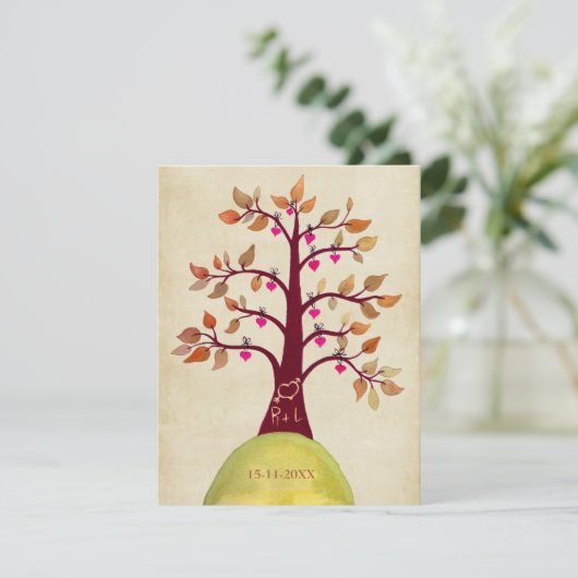 Bewaar deze datum Herfst Trouwdag Boom Uitnodiging (Staand voorkant)