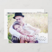 BEWAAR DEZE DATUM Huwelijk Typography FOTO Ansicht Aankondigingskaart (Voorkant / Achterkant)