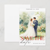 Bewaar deze datum Huwelijksuitnodiging | Romantisc Save The Date (Voorkant / Achterkant)