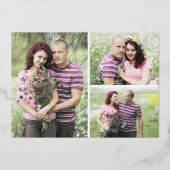 Bewaar deze datum Magnolia Blush Trouwdag 4-Photo Folie Uitnodiging (Achterkant)