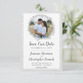 Bewaar deze datum Moderne botanische zilveren blad Kaart (Staand voorkant)