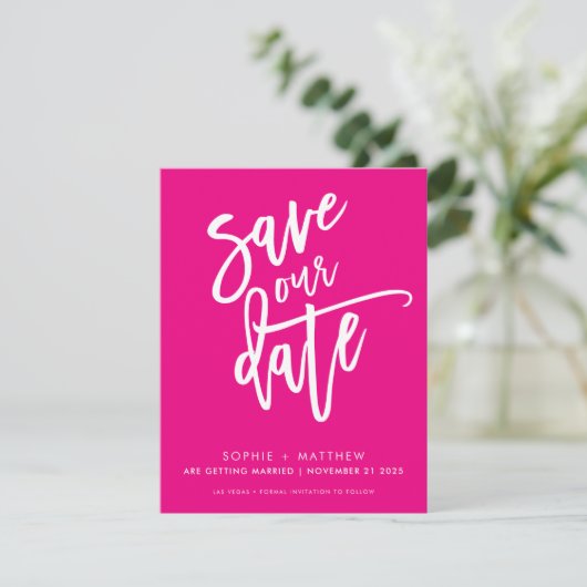 BEWAAR DEZE DATUM moderne kalligrafie schrift heet Save The Date (Staand voorkant)