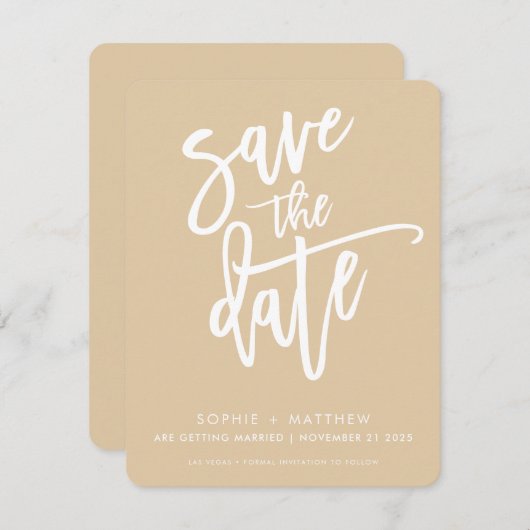 BEWAAR DEZE DATUM moderne kalligrafie script salie Save The Date (Voorkant / Achterkant)