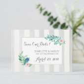 Bewaar deze datum Moderne Strepen & Boheemse Bloem Save The Date (Staand voorkant)