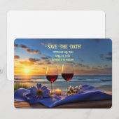 Bewaar deze datum Romantische strandwijn aankondig Kaart (Voorkant / Achterkant)