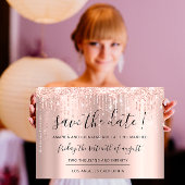 Bewaar deze datum Roze Goud Glitterende druppels l Save The Date
