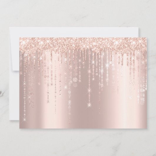 Bewaar deze datum Roze Goud Glitterende druppels l Save The Date (Achterkant)