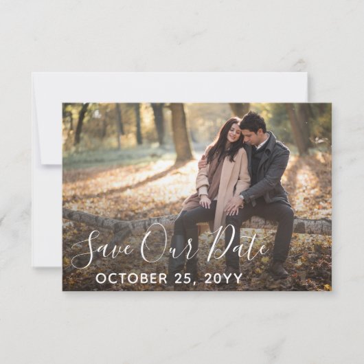 Bewaar deze datum Rustic Houten Huwelijk Eigen Fot Save The Date (Voorkant)
