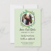 Bewaar deze datum Rustiek hout & Eucalyptus botani Kaart (Voorkant)