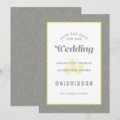 Bewaar deze datum Trouwdag | Modern grijs-geel pat Save The Date (Voorkant / Achterkant)