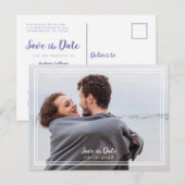 Bewaar deze datum Trouwfoto Modern Periwinkle Blau Aankondigingskaart (Voorkant / Achterkant)