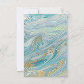 Bewaar deze datum Turquoise & Goud Marmeren Trouwk Kaart (Achterkant)