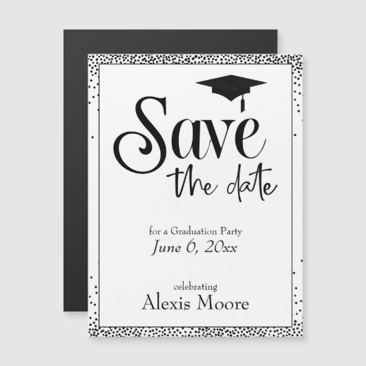 Bewaar deze datum voor het afstudeerfeest Magnetis (Voorkant / Achterkant)